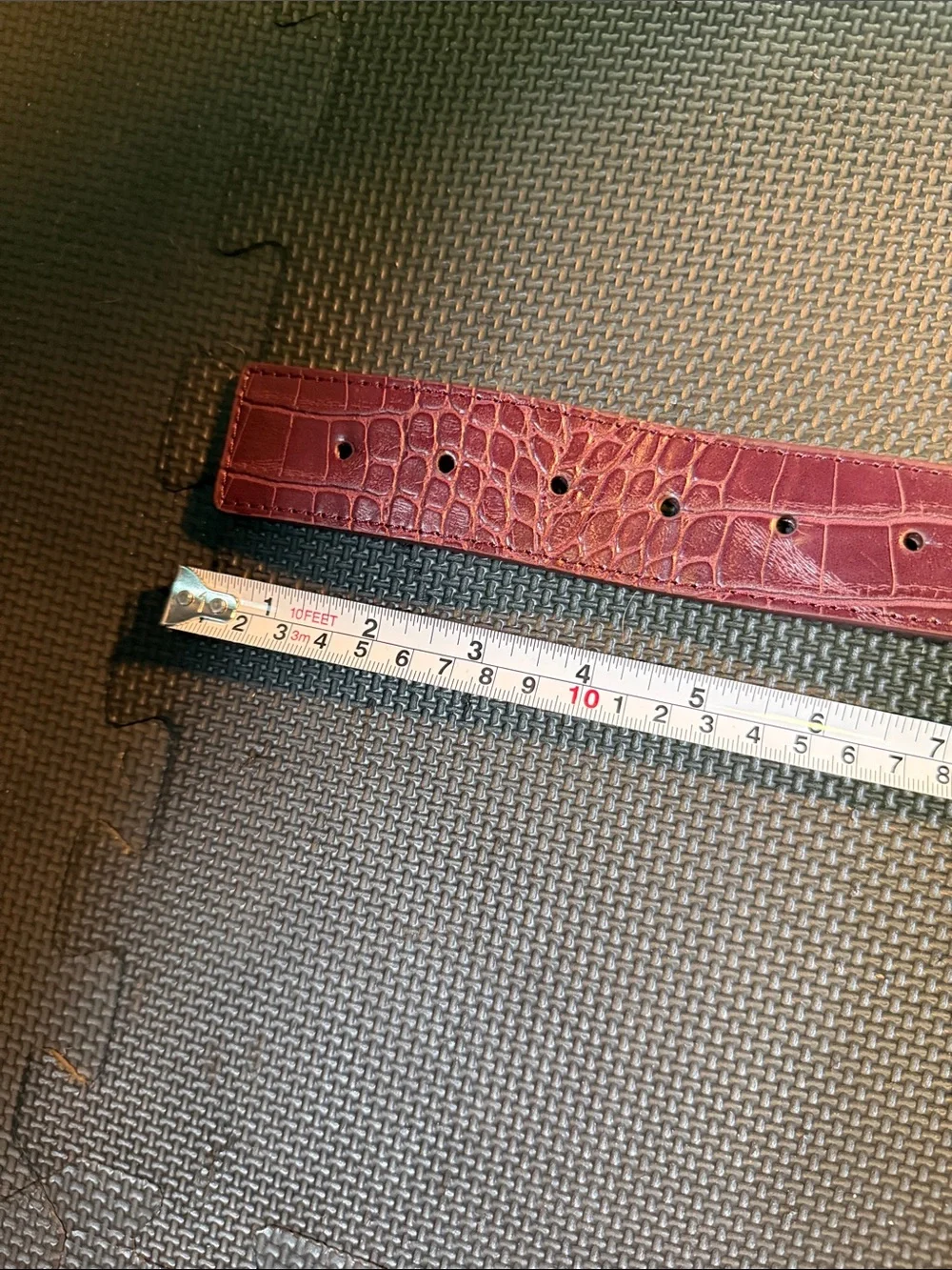 White House Black Market Burgundy Multi-Texture Wide Waist Belt with Gold Buckle